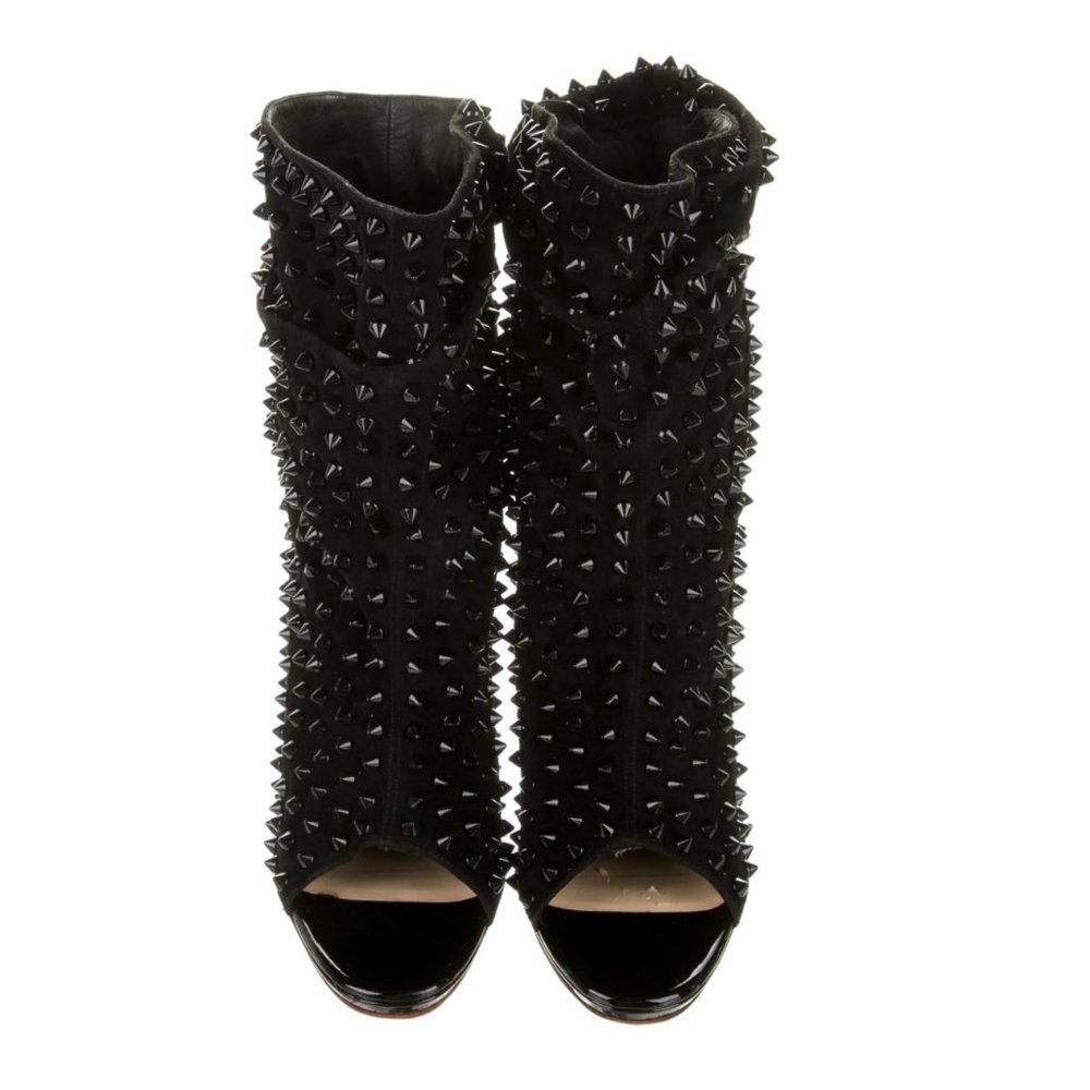 CHRISTIAN LOUBOUTIN Suede Studded Accents Lace-Up